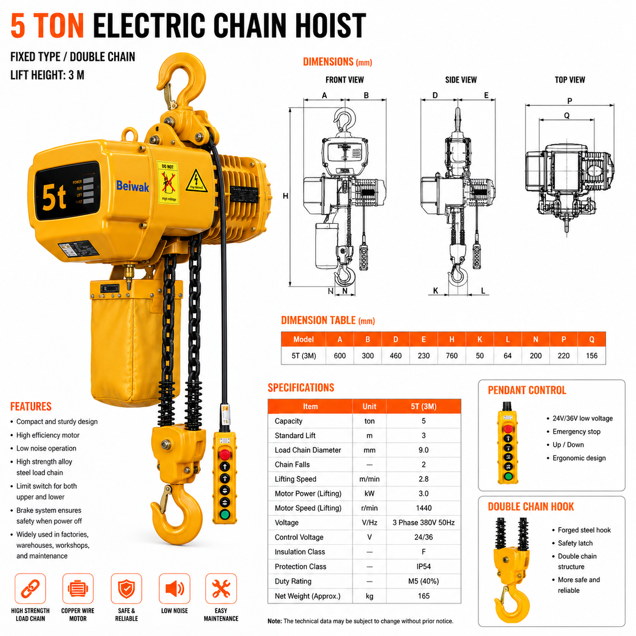 HHBB 5 t Double Chain Fixed Type