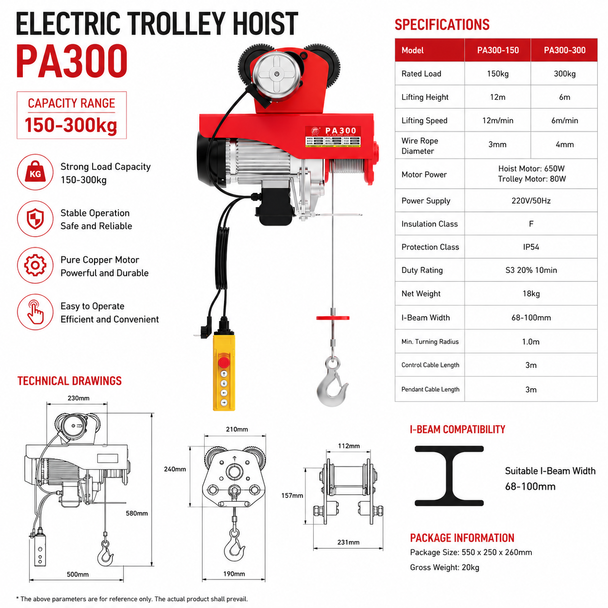 PA300 Electric Trolley Type · 150/300 kg