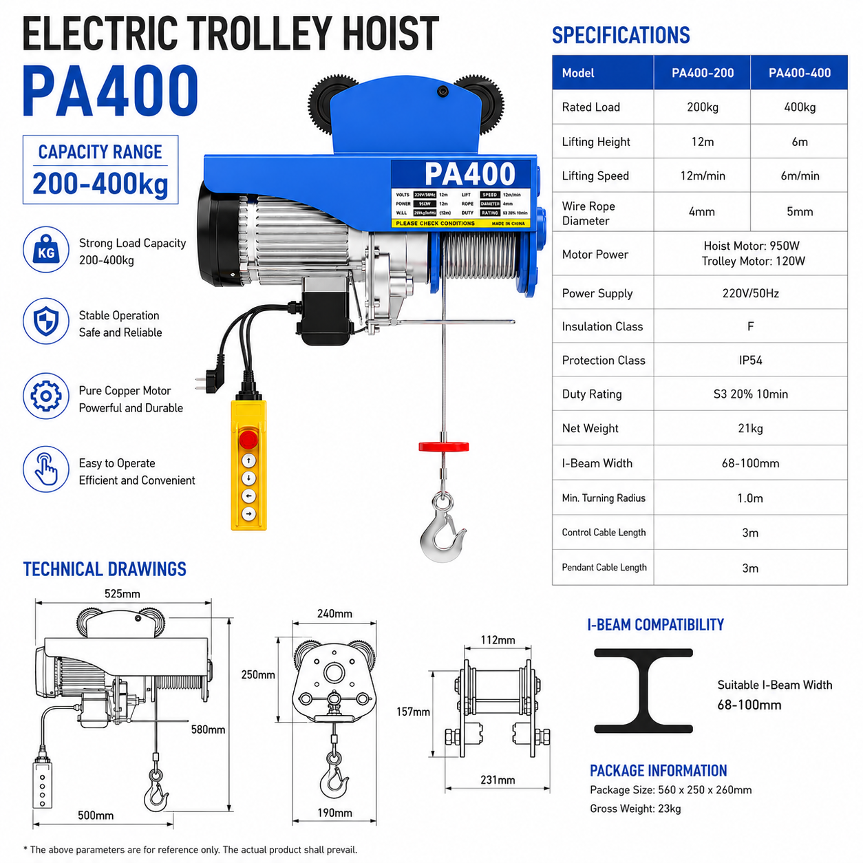 PA400 Electric Trolley Type · 200/400 kg