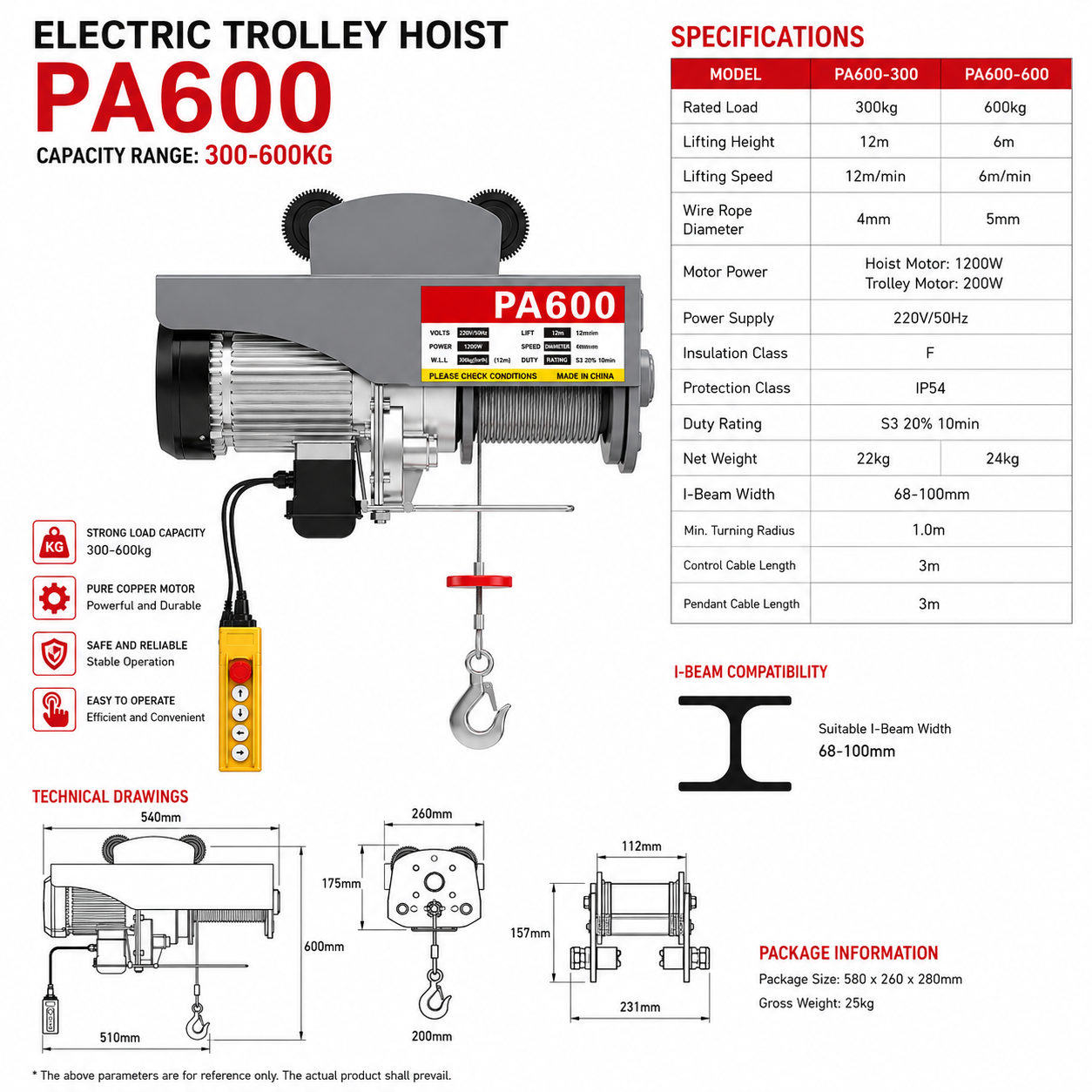 PA600 Electric Trolley Type · 300/600 kg