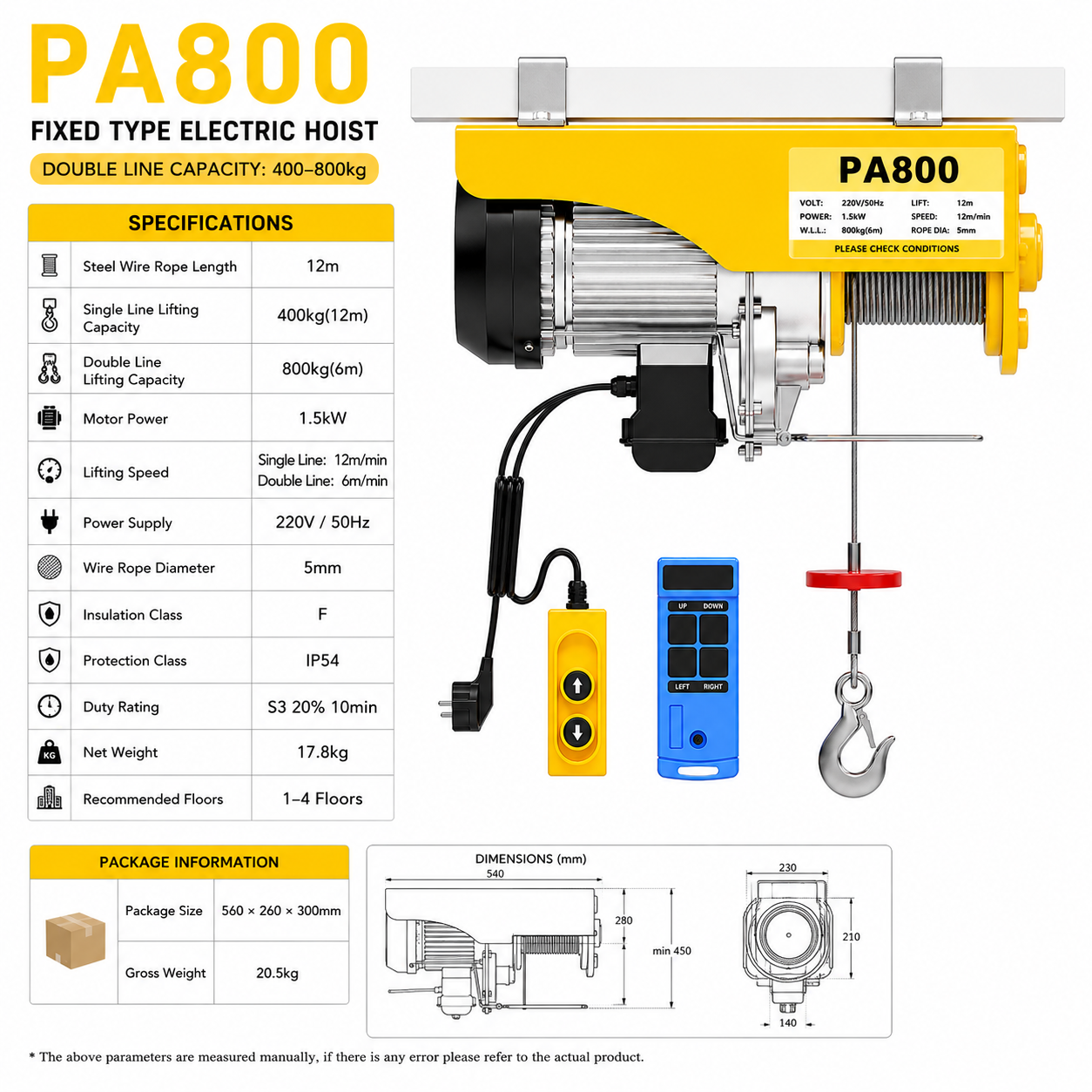 PA800 Fixed Type · 400/800 kg
