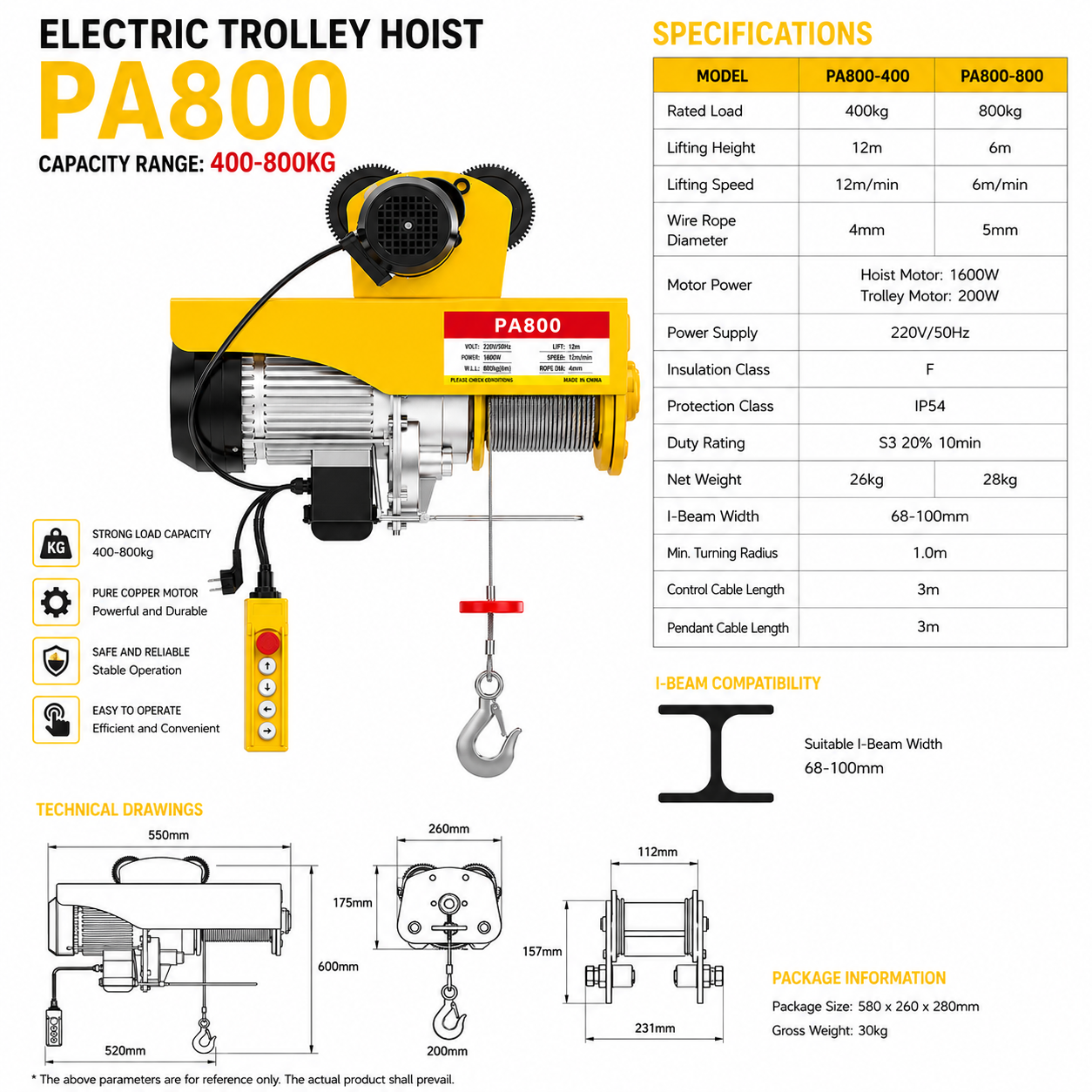 PA800 Electric Trolley Type · 400/800 kg